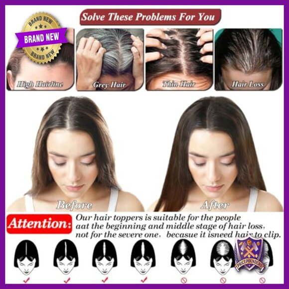 Real Human Hair Topper 150% Density Lace Base Clip-In Hair Extension main image 7